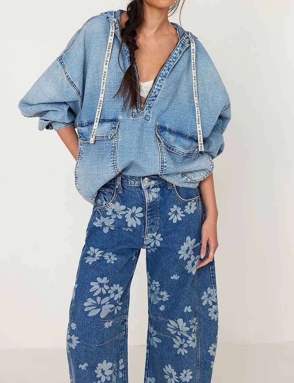 Barrel Print Jeans Daily Denim Pants