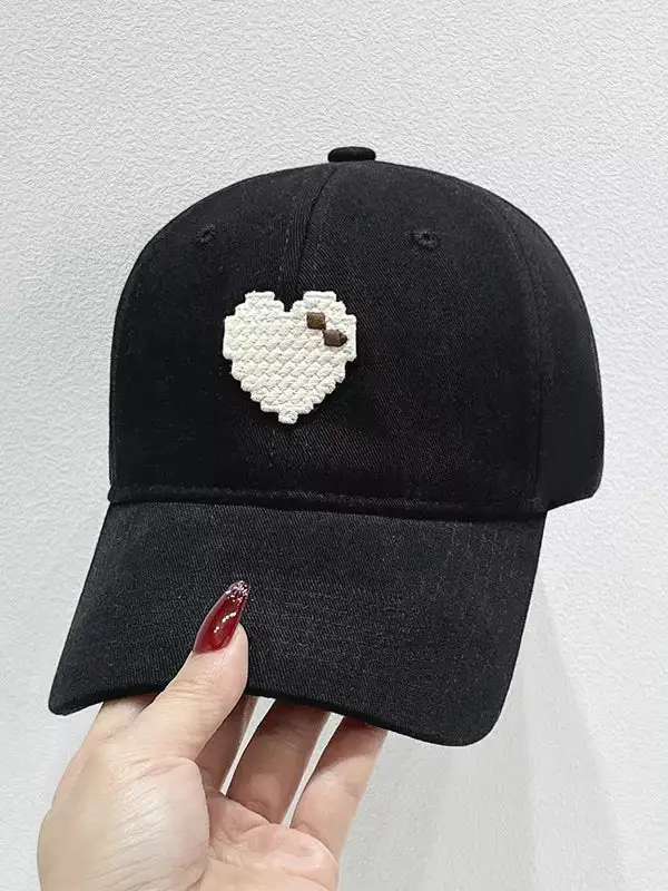 Heart Accent Adjustable Cotton Baseball Cap