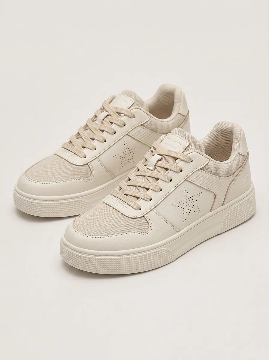 Men's Perforated Star Pattern Casual Patterned Skate Shoes