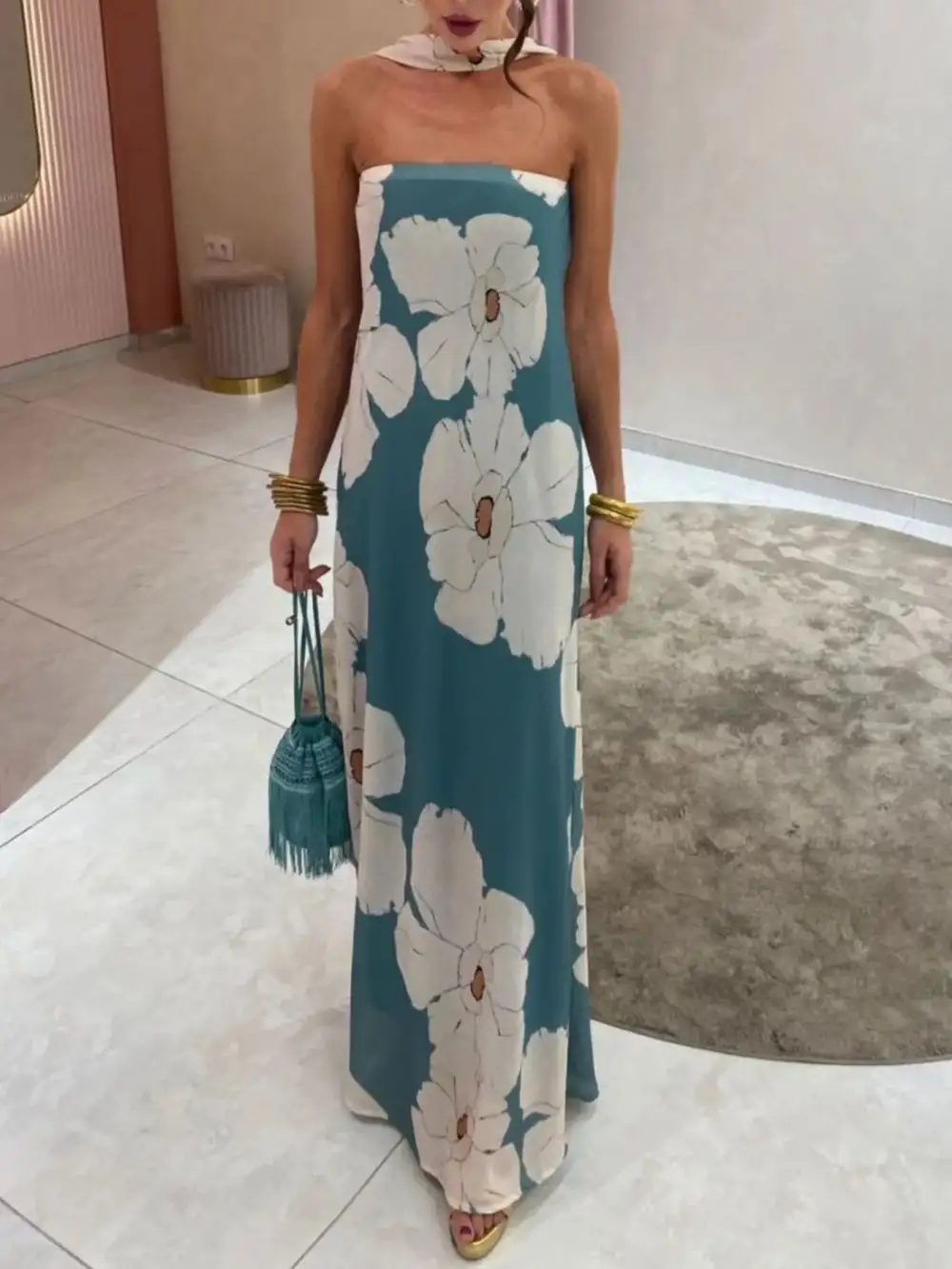 Smooth Finish Printed Maxi Dress