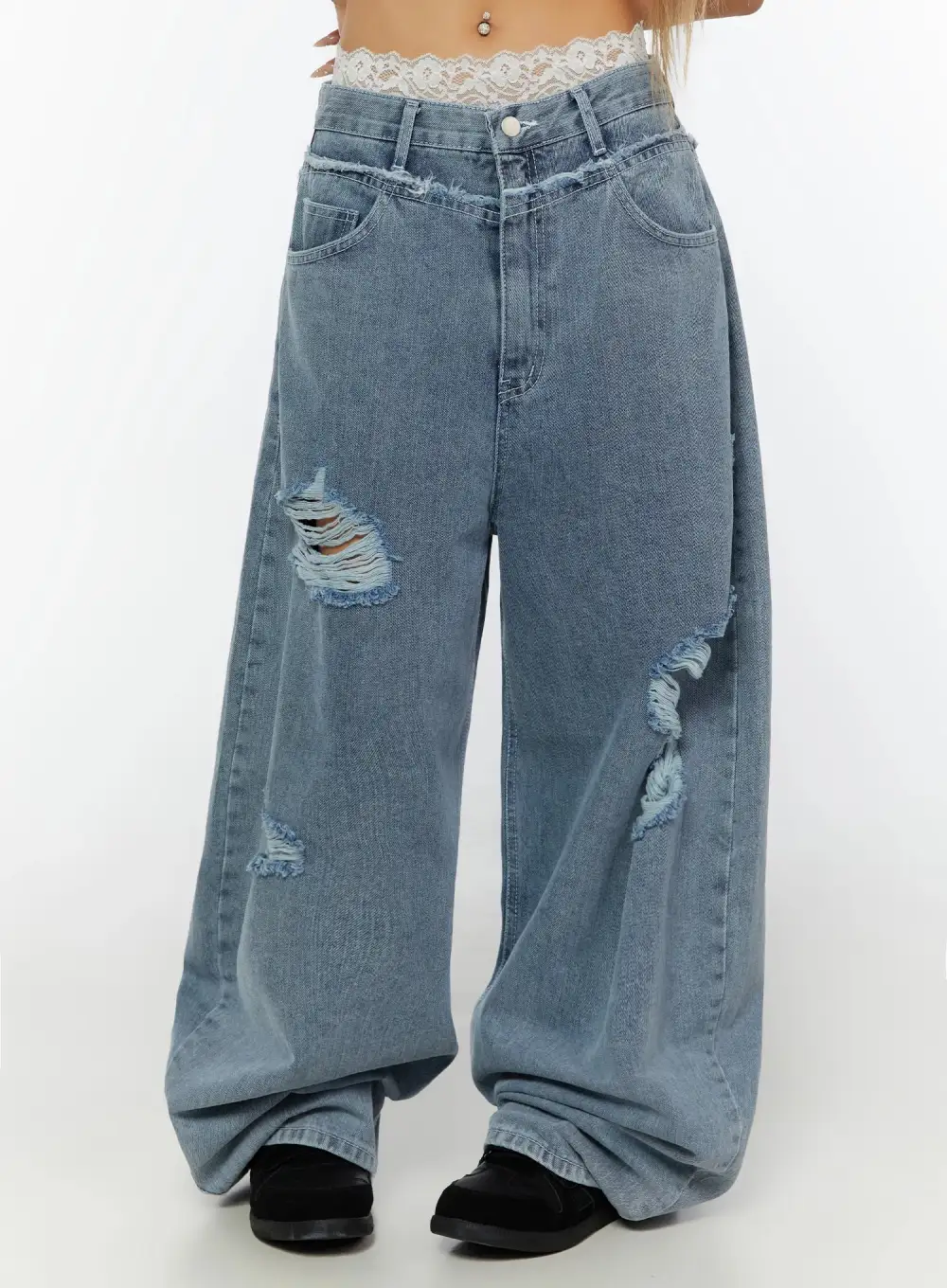 Distressed Wide Leg Jeans