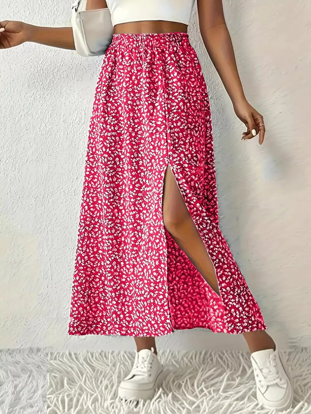 Wearable Printed Slit Detail Skirt