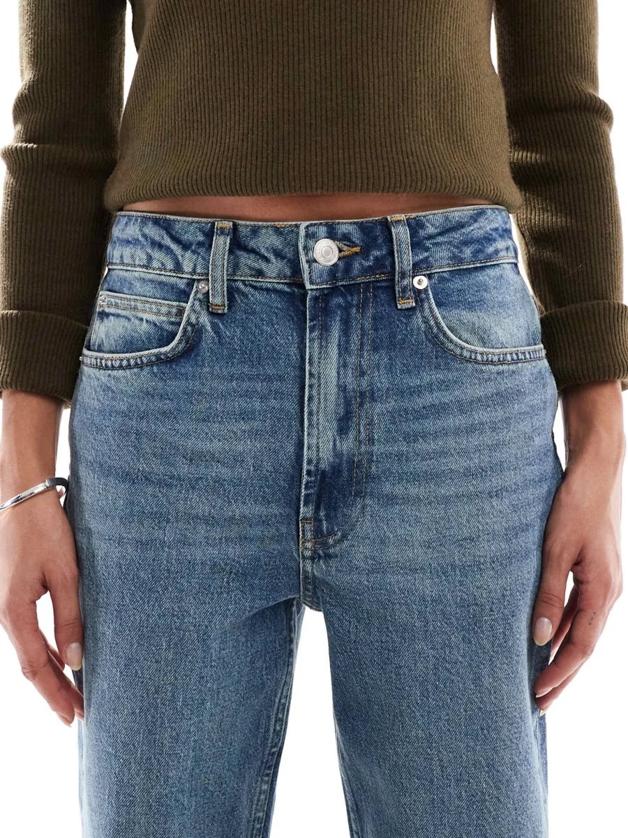 High-Waist Relaxed Denim Pants