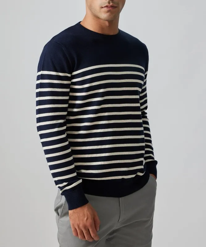 Blue Striped Cotton Pullover