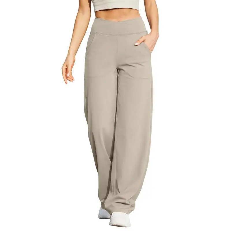 Women’s High-Waist Wide-Leg Yoga Pants – Petite to Tall with Pockets