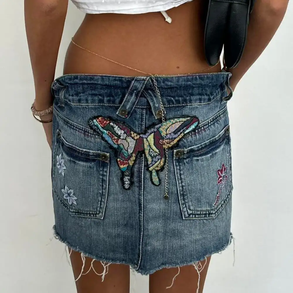 Denim Patchwork Soft Mini Skirt