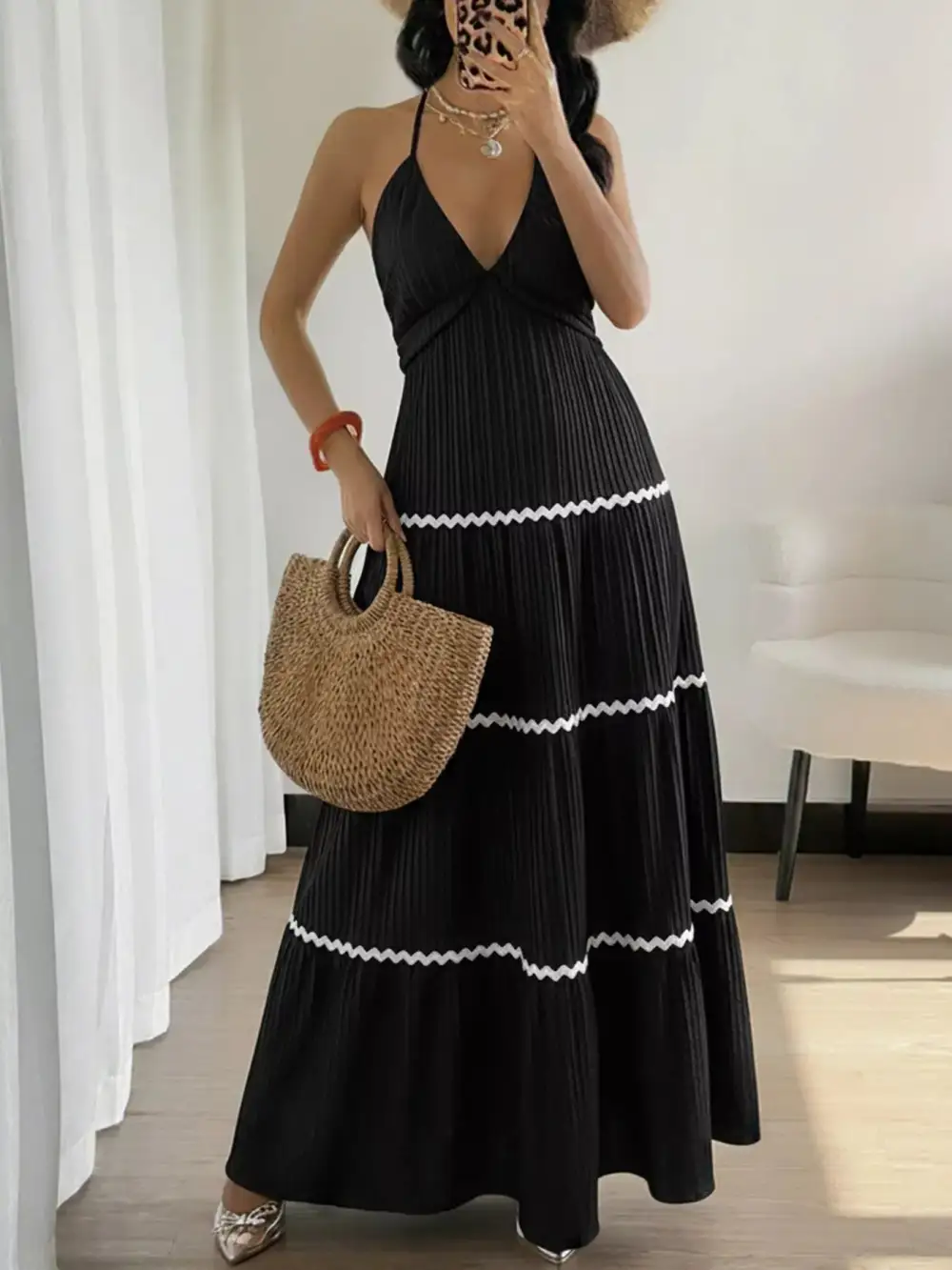 Clean Line Pleated Maxi Dress