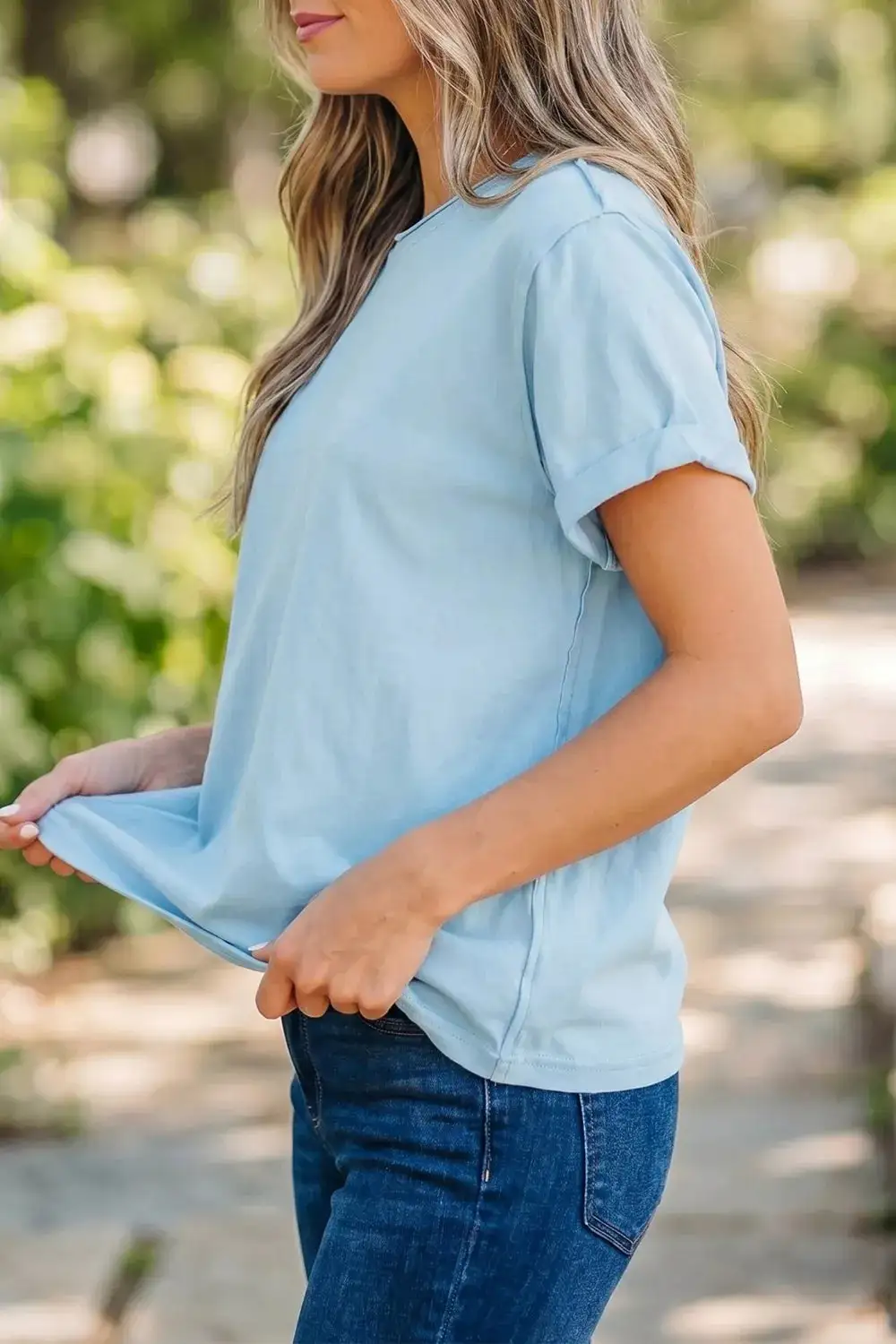 Solid Color Round Neck T-Shirt