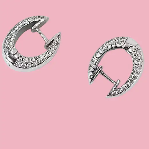 Zirconia Oval Chunky Hoop Earrings