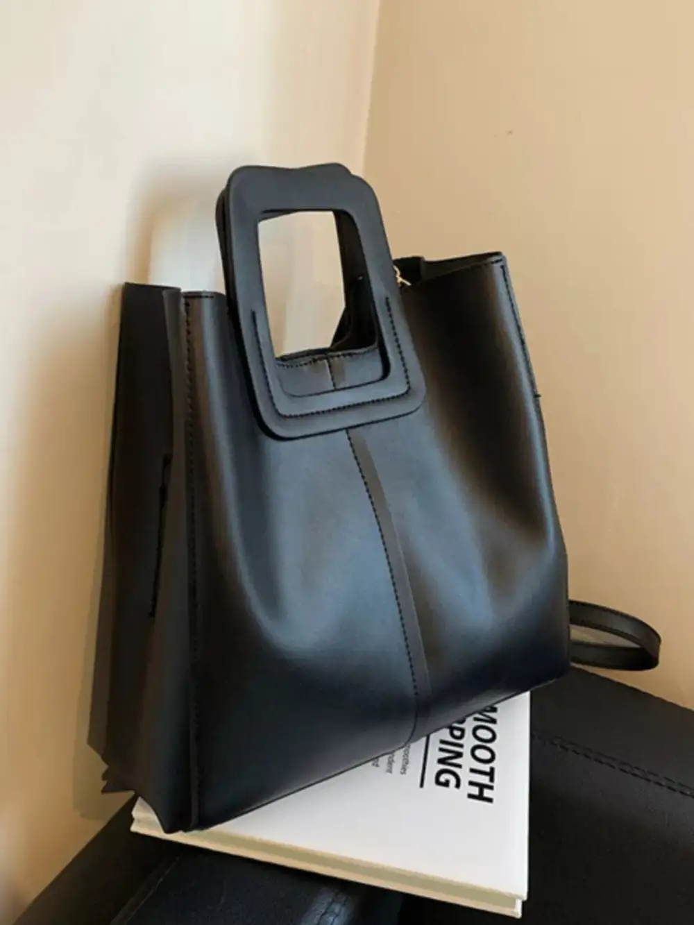 Square Handle PU Leather Crossbody Bag