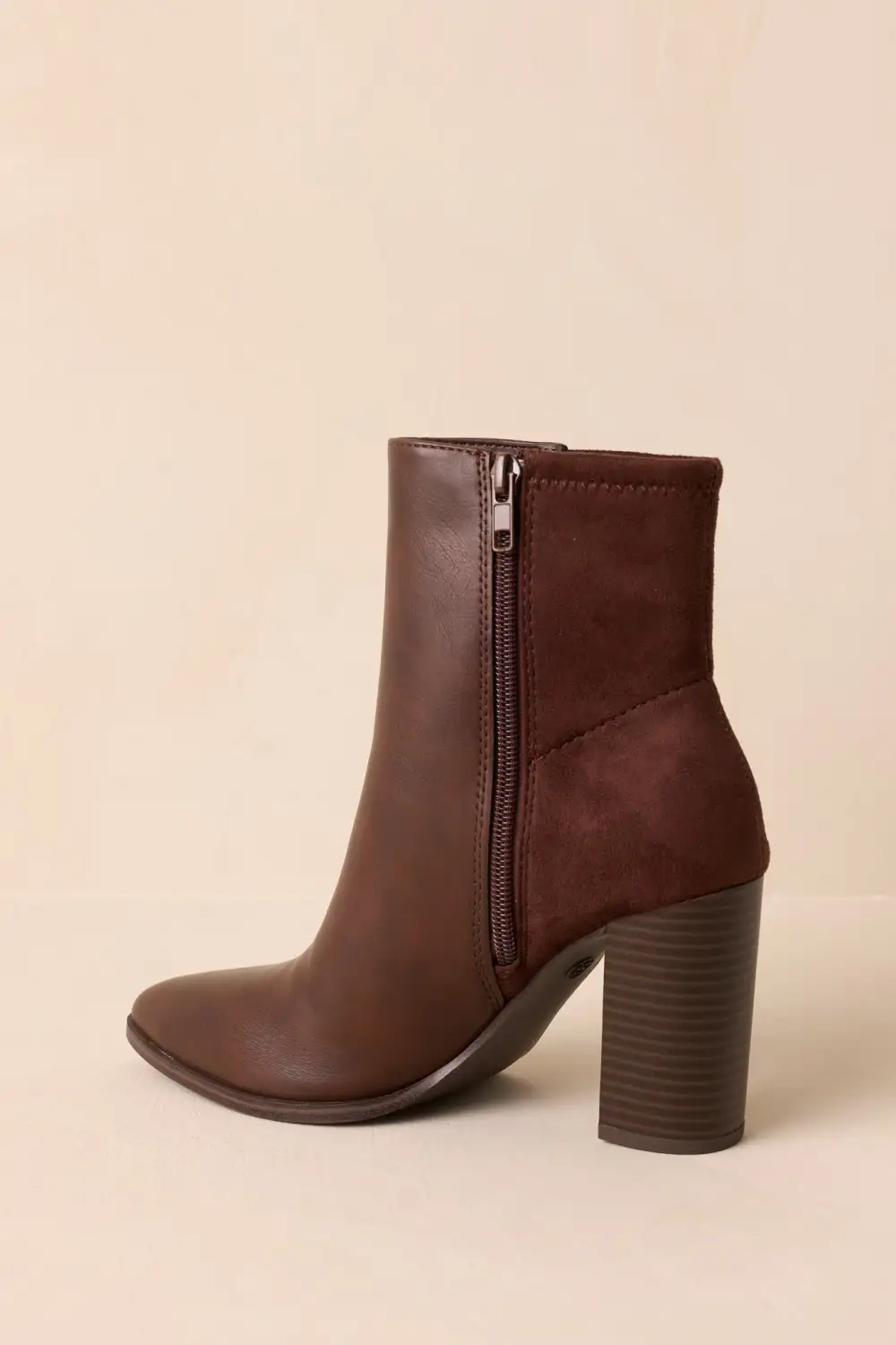 Refined Faux Suede Pointed Toe Block Heel Ankle Boots