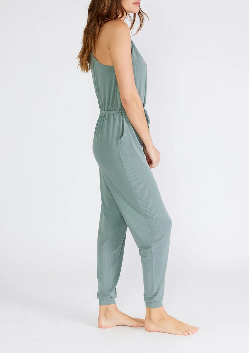 Drawstring Surplice Sleeveless Jumpsuit