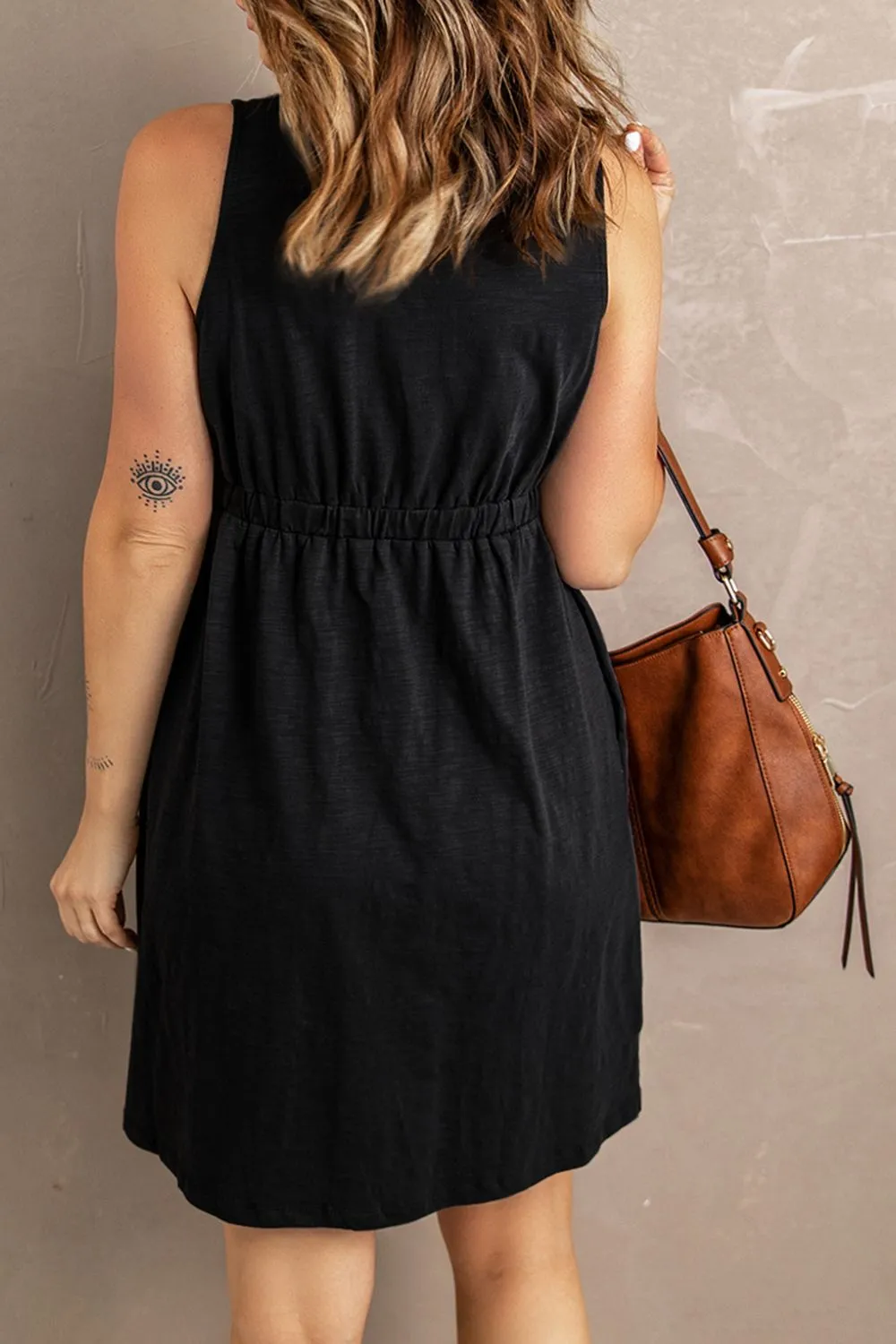 Sleeveless Button Down Mini Dress Mini Dress