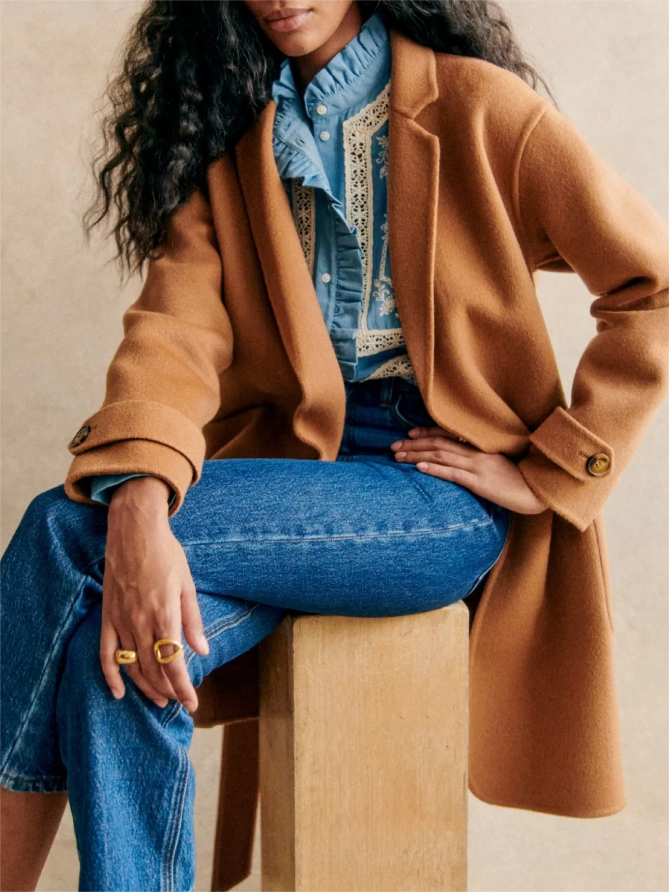 Camel Belted Wrap Coat