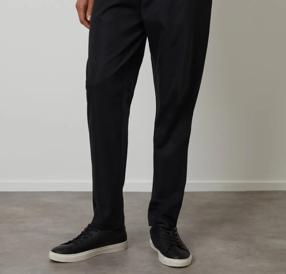 Men's Black Straight-Fit Drawcord Pants