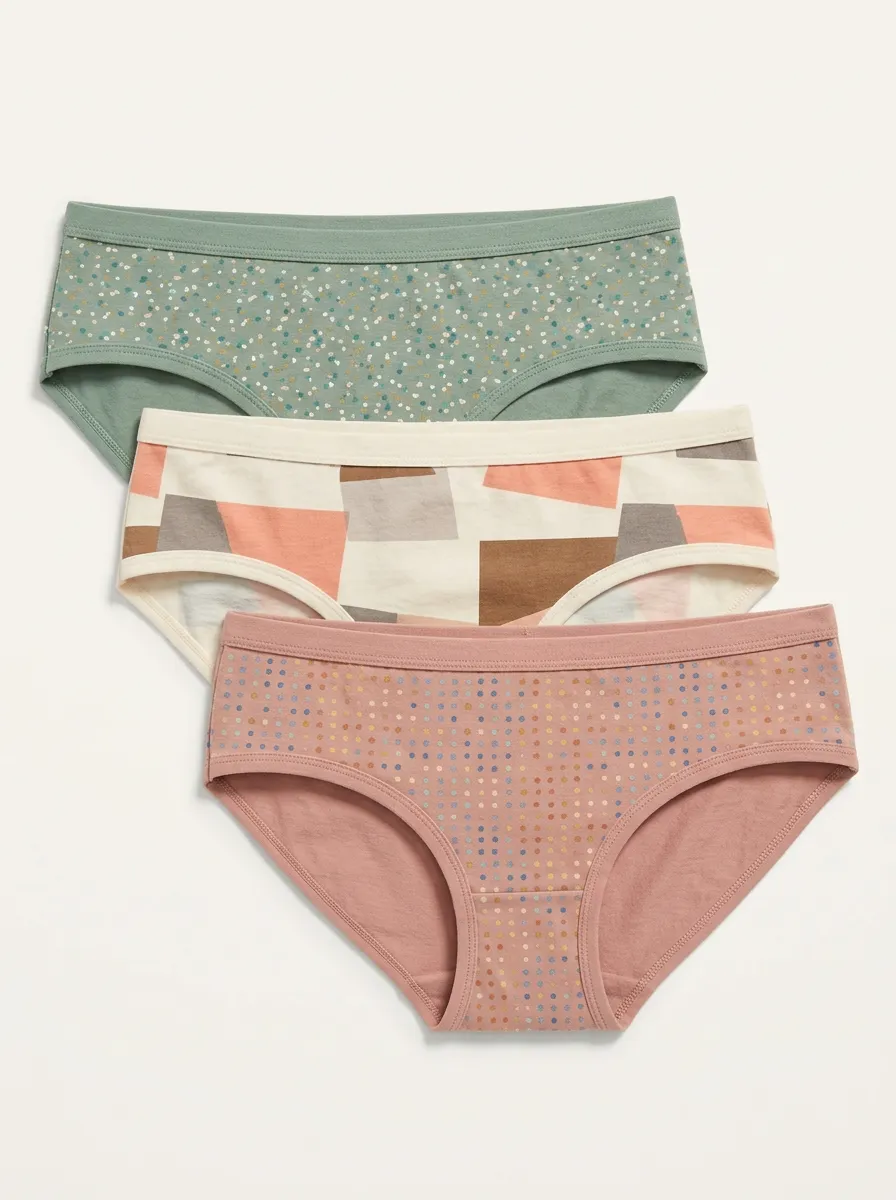 Women's Geometric Polka Dot Print 3-Pack Set Bikini-Style Briefs 3-Pack Panties