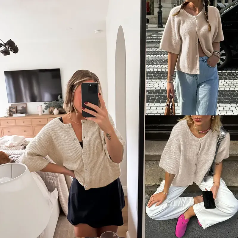 Women's Short-Sleeve Cardigan Sweater🔥10-Pack -Only $24