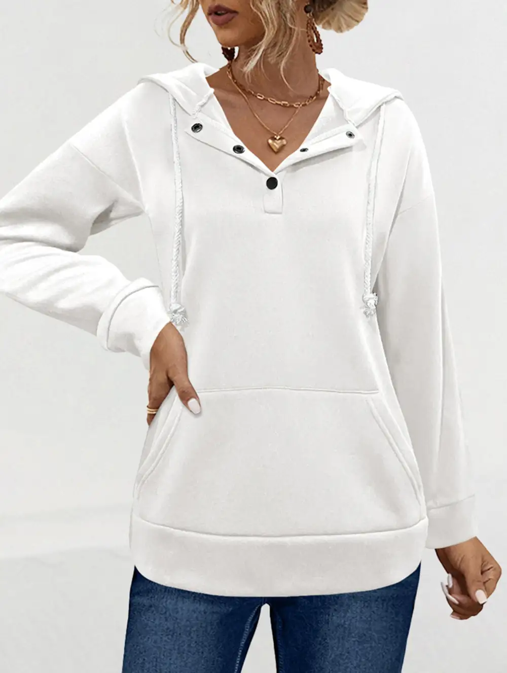 Hooded Drawstring Pocket Sweatshirt