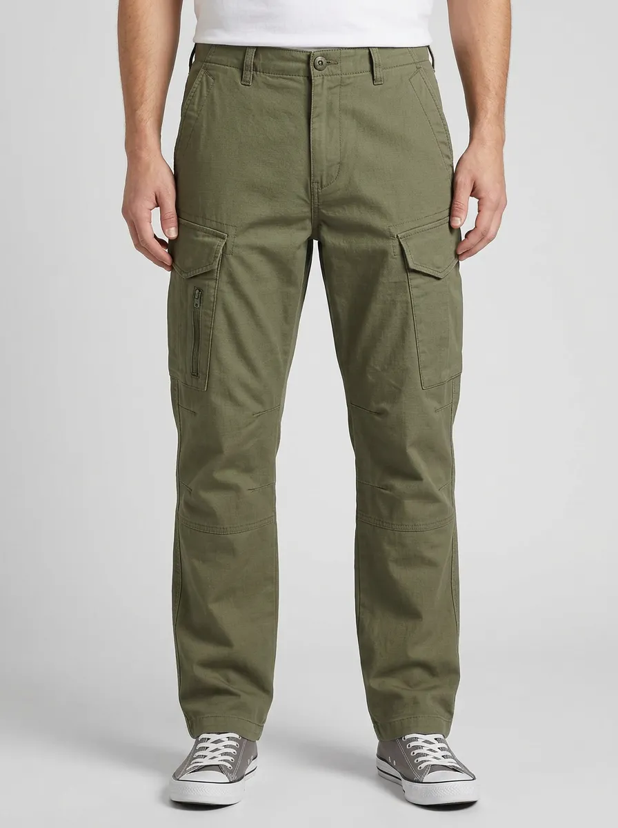 Men's Military Style Olive Green Multi-Pocket Cargo Pants