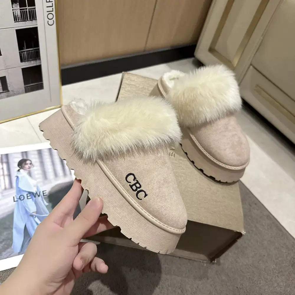 Furry Platform Slippers