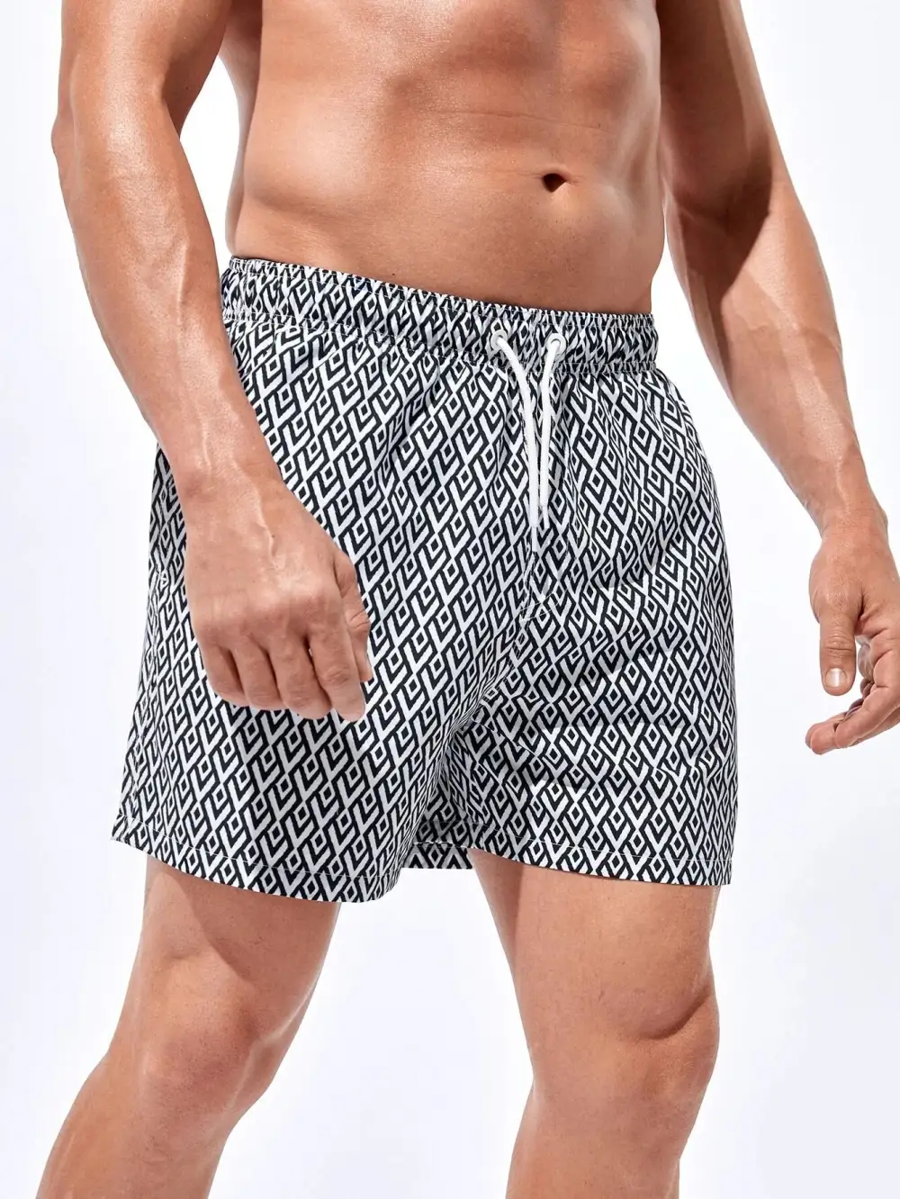 Men's Geometric Patterned Swim Trunks