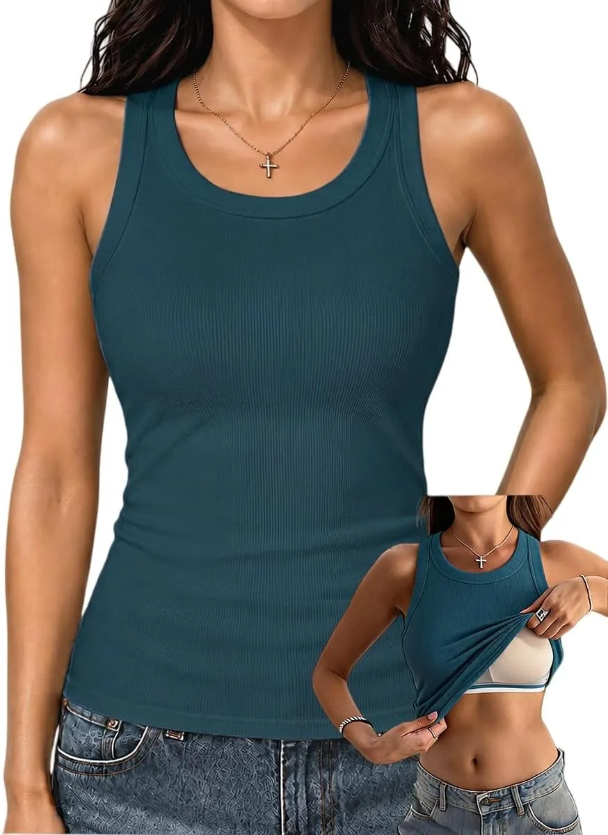 Women's Racerback Built-In Bra Tank Top