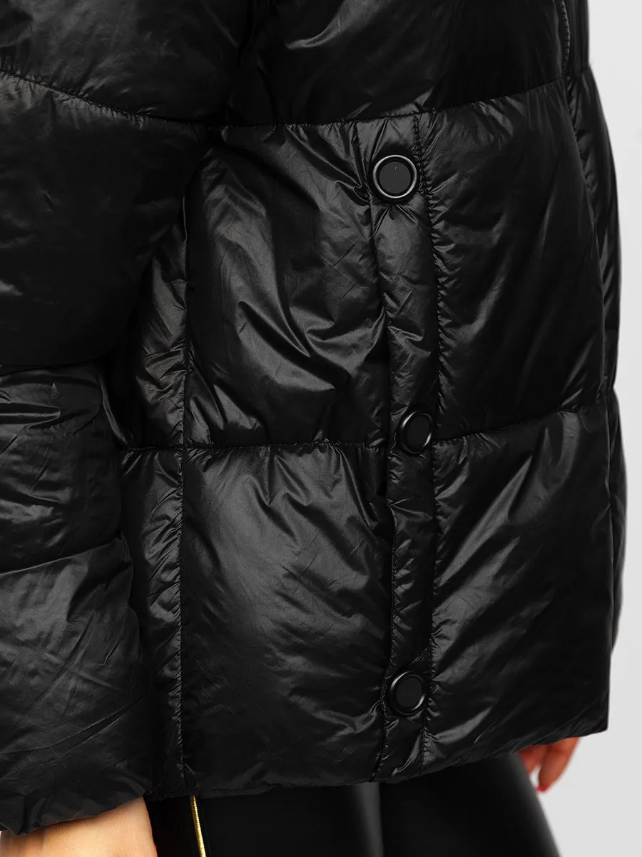 Black women's quilted winter jacket