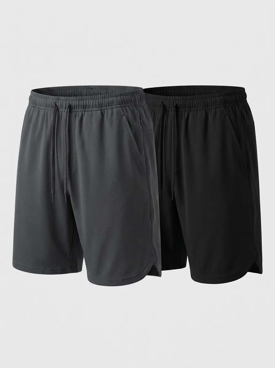 Drawstring Training Two-Pack Athletic Shorts