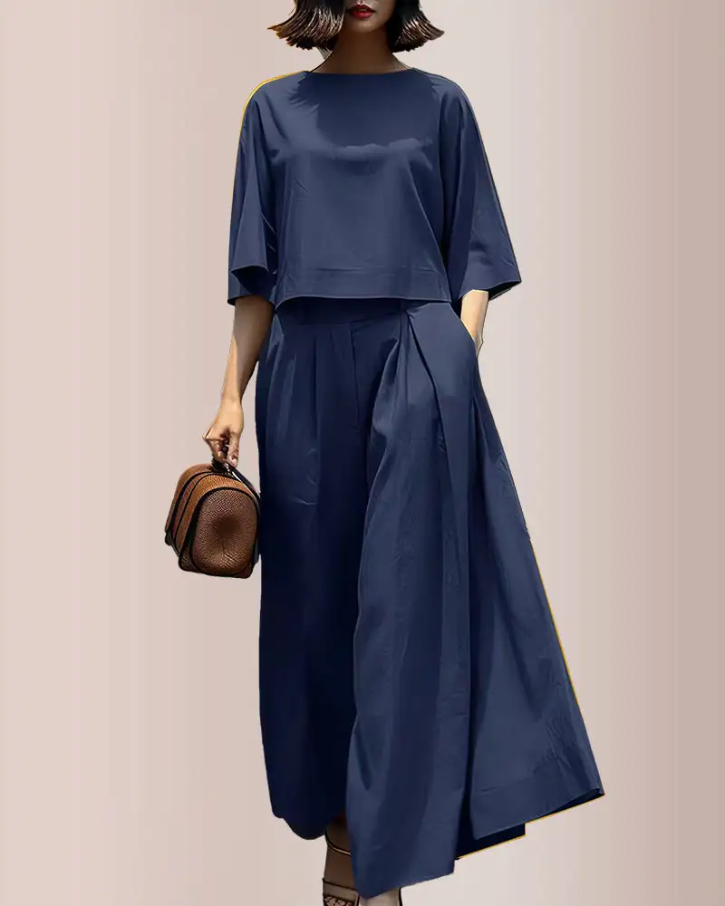 Effortless Drape Two-Piece Wide Leg Lounge Set