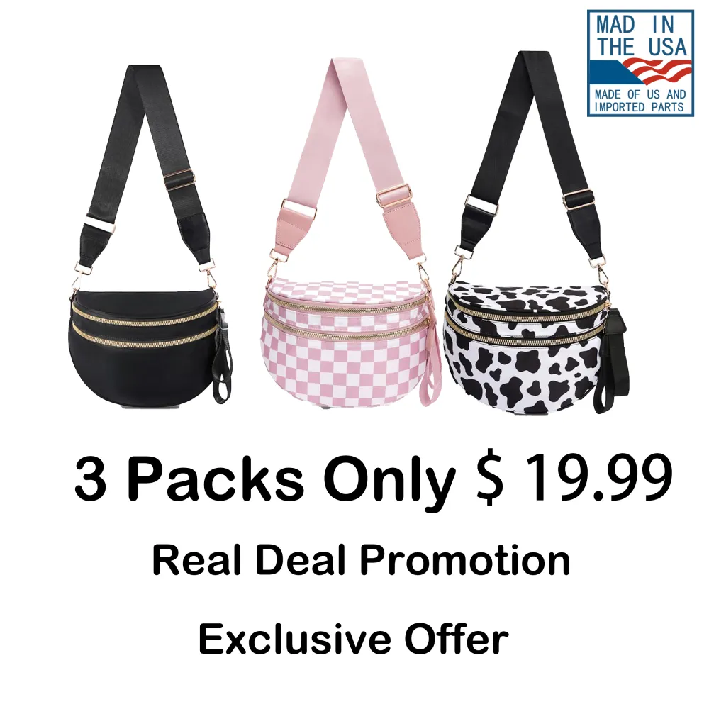 🏷️ 🔥 Clearance Sale – 40% OFF! 🔥 Black & White Checkered Nylon Bum Bag – Plus Size Friendly Fanny Pack | Spacious, Lightweight & Stylish Crossbody Gift for Everyone