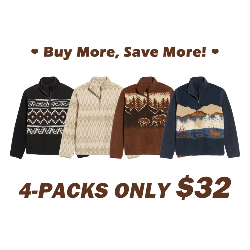 Men’s Printed Sherpa Quarter-Zip Pullover