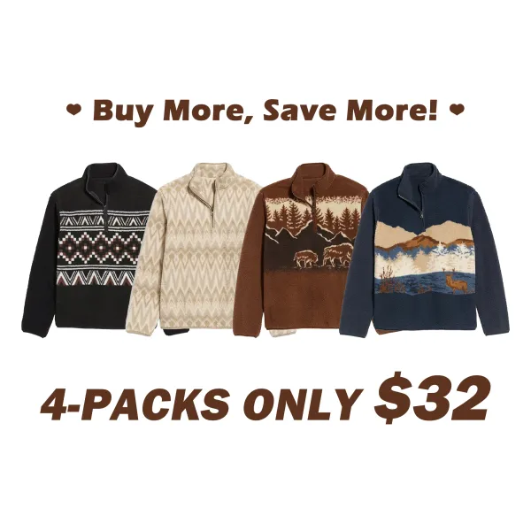 Men’s Printed Sherpa Quarter-Zip Pullover