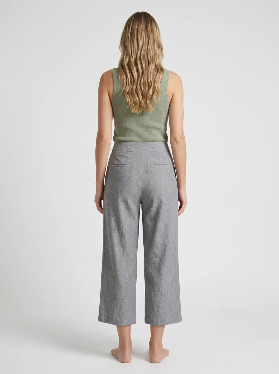 Essential Linen Blend Casual Look Women's Cropped Pants
