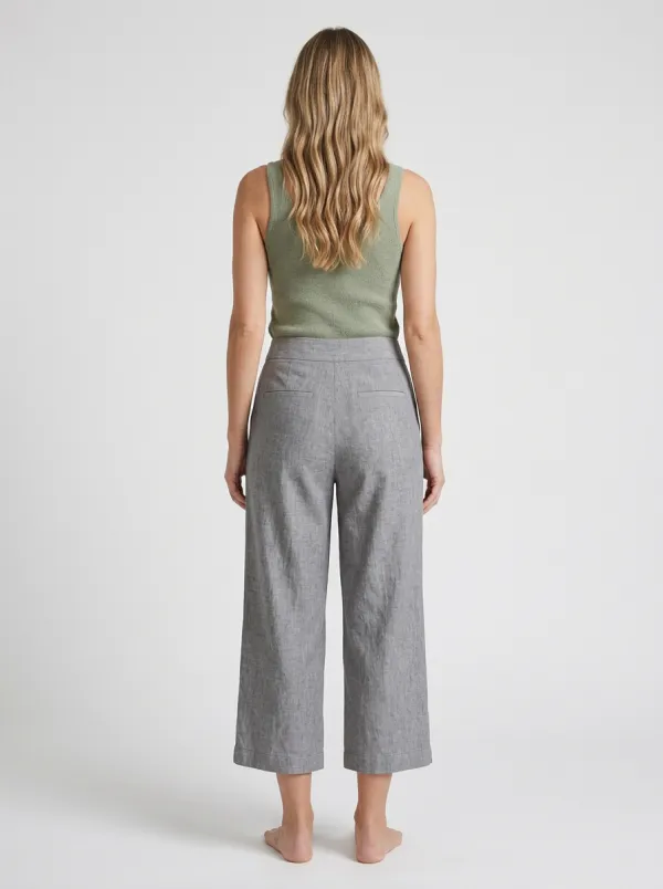 Essential Linen Blend Casual Look Women's Cropped Pants