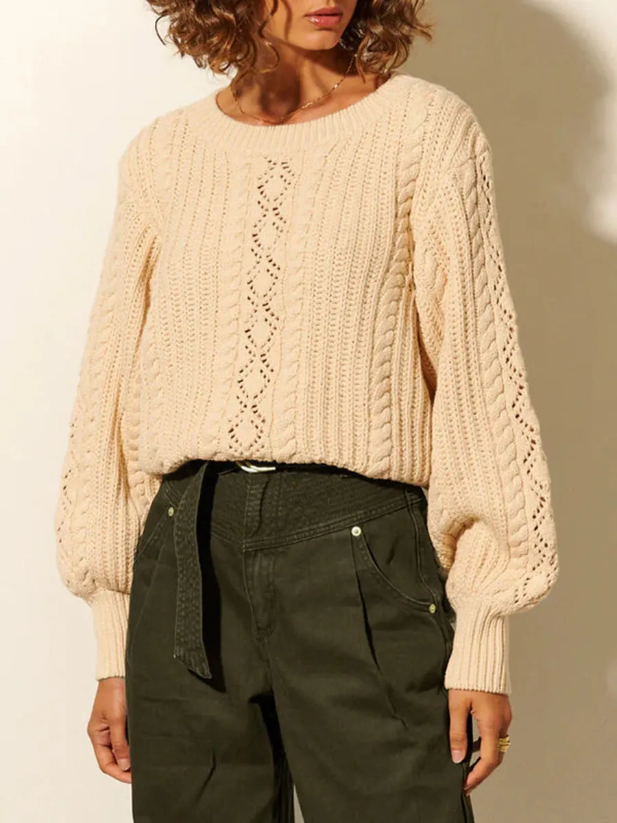 EYELET CREW NECK SWEATER