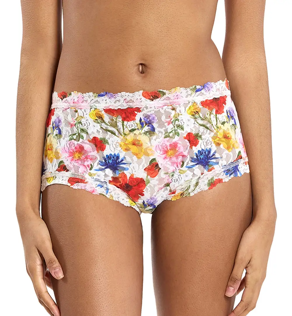 Classic High-Waist Lace Cotton Boyshort Panty