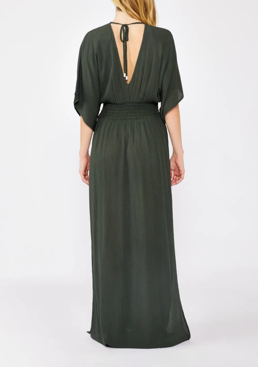 Side Slit V-Neck Half Sleeve Dress