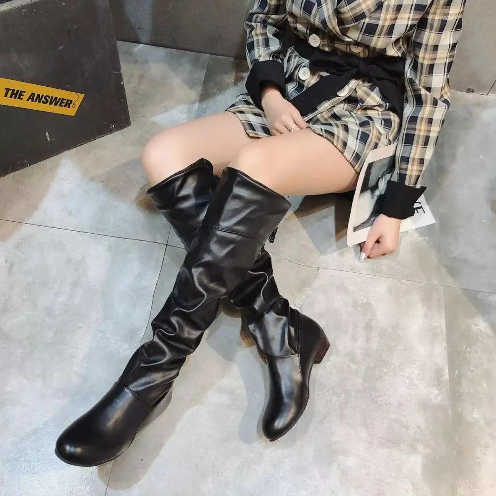 Refined Round Toe Low Heel Boots