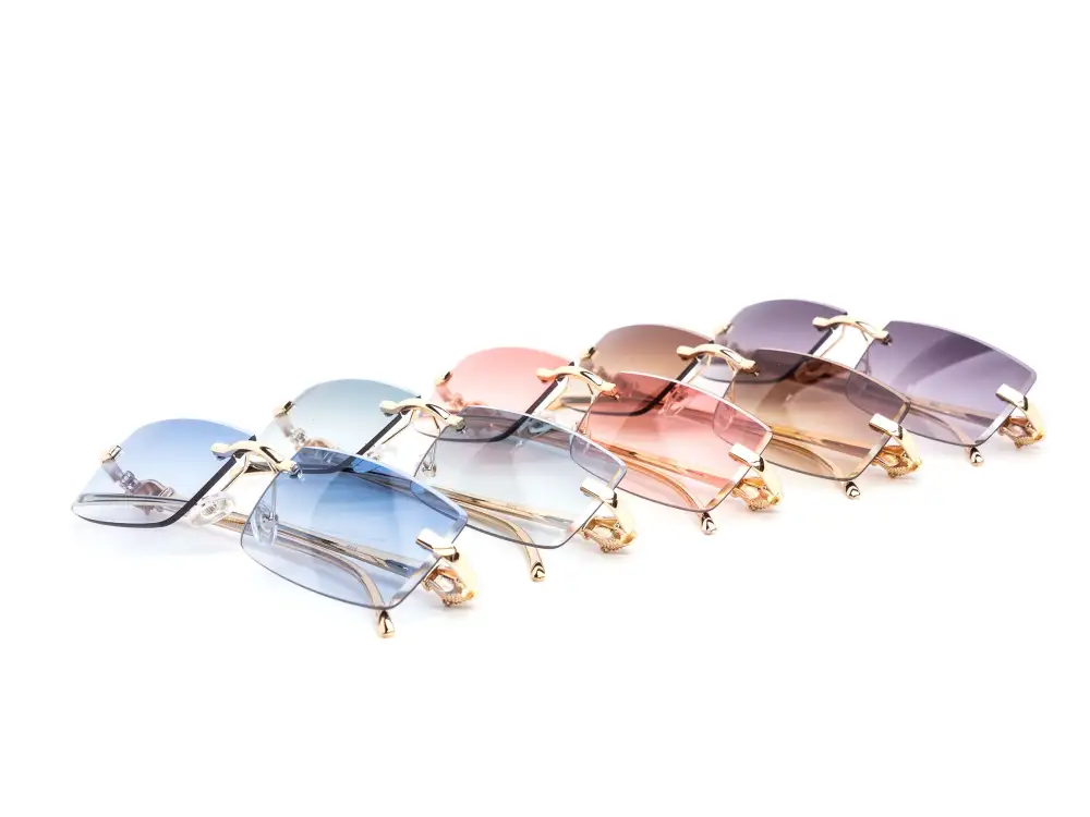 12-Pack Bold Rimless Square Cat-Eye Gradient Sunglasses