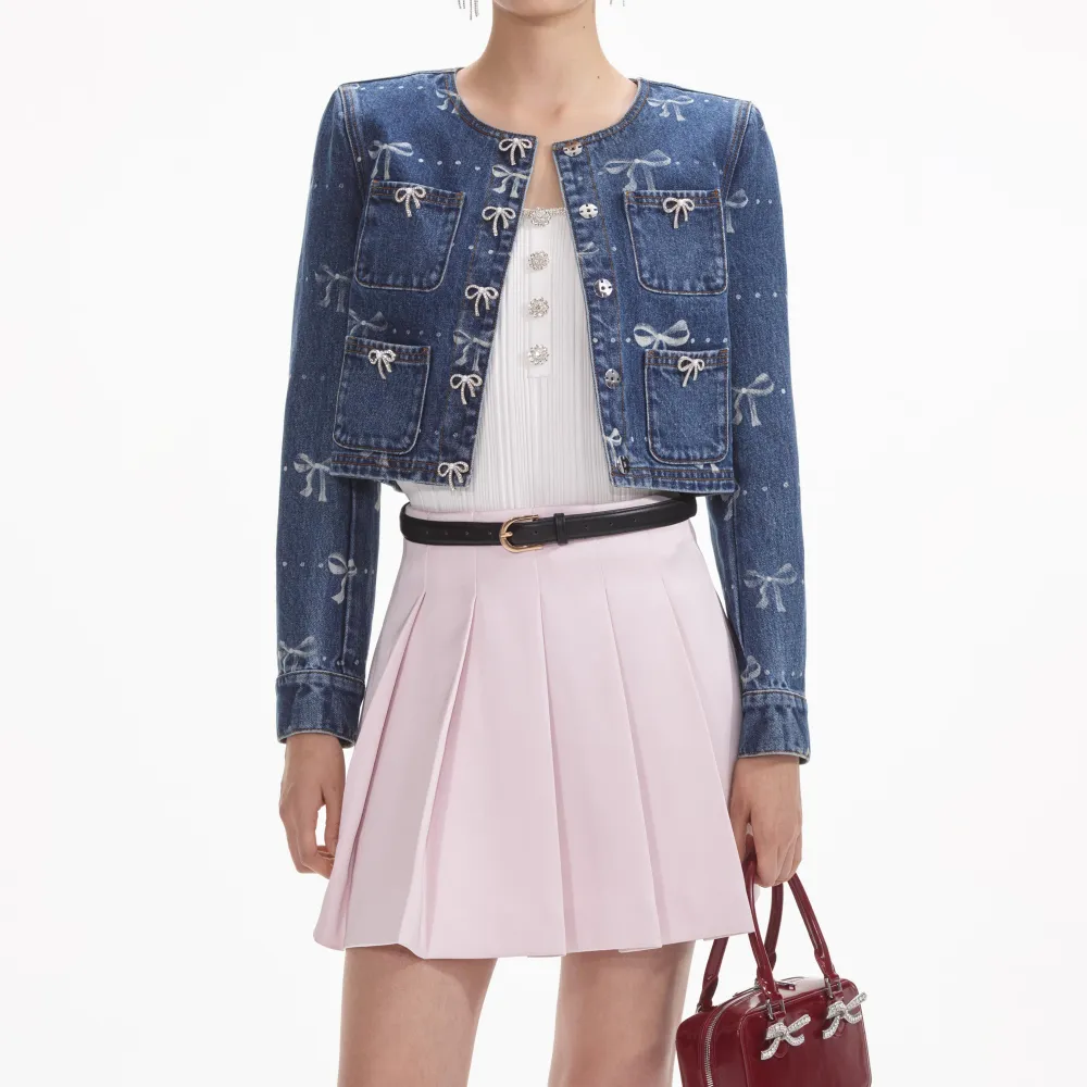 Bow Print Denim Jacket