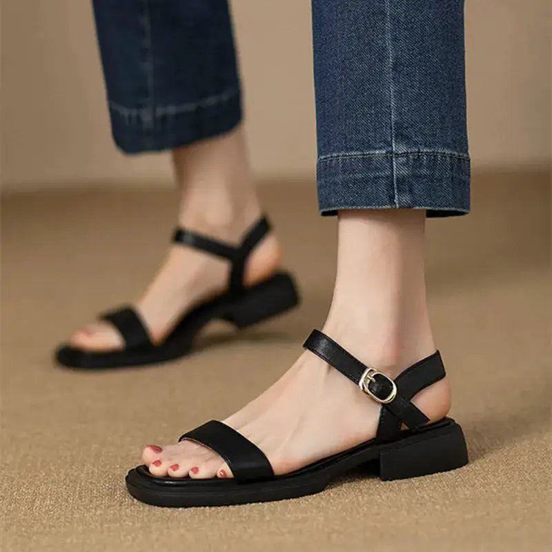 Wraparound Slingback Open-Toe Flat Sandals