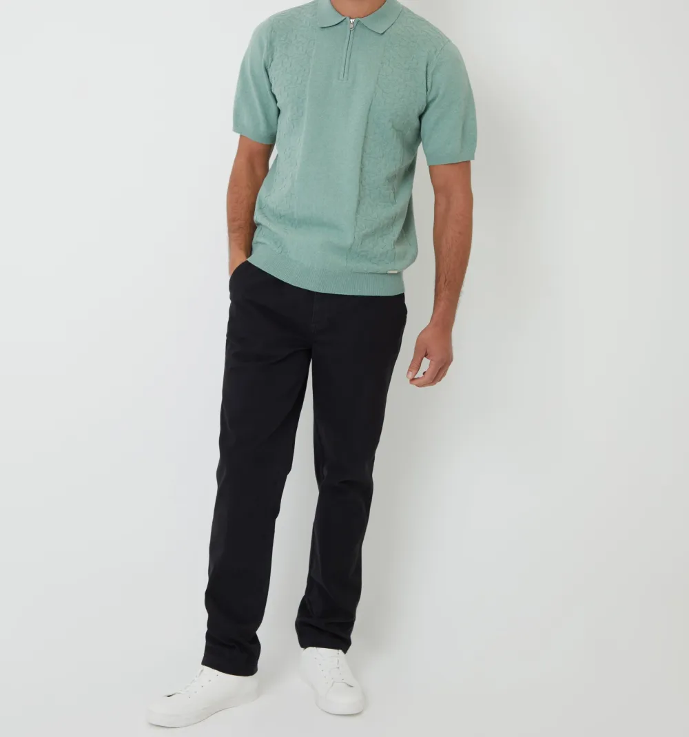 Men's Black Elastic-Waist Chino Pants
