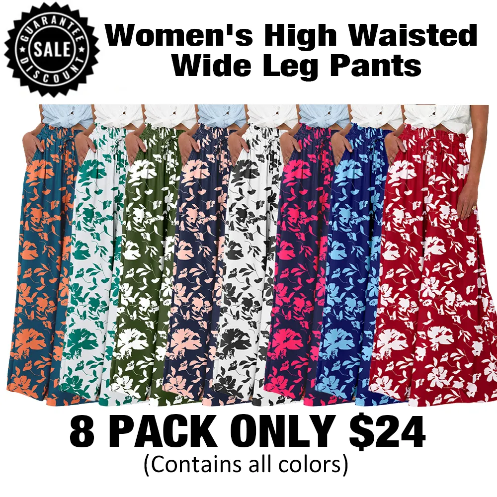 Women's High WaistedWide Leg Pants-🔥8-Pack- Only $24