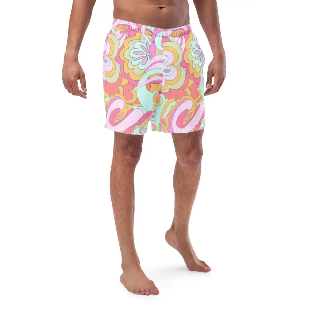 Breathable Abstract Print Swim Trunks