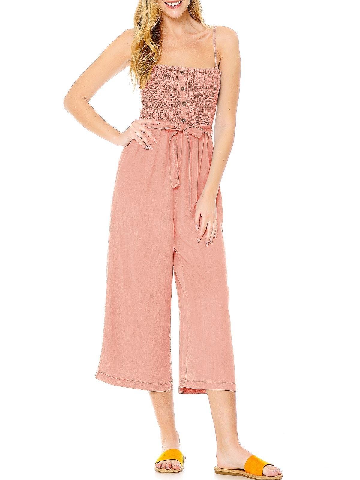 Chambray Strapless Culotte Jumpsuit