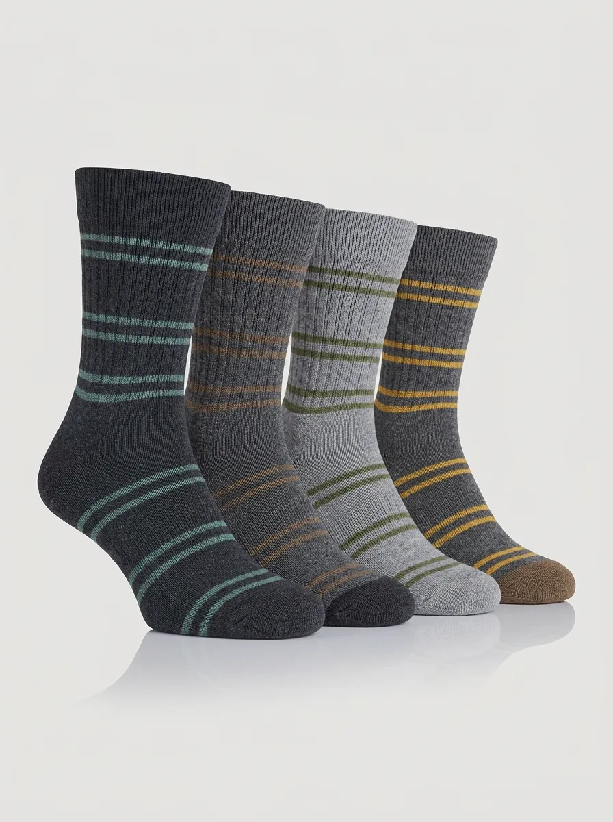 Practical Striped Design Men's Four Pair Socks
