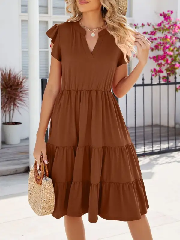 Clean Line Ruffle Tiered Midi Dress