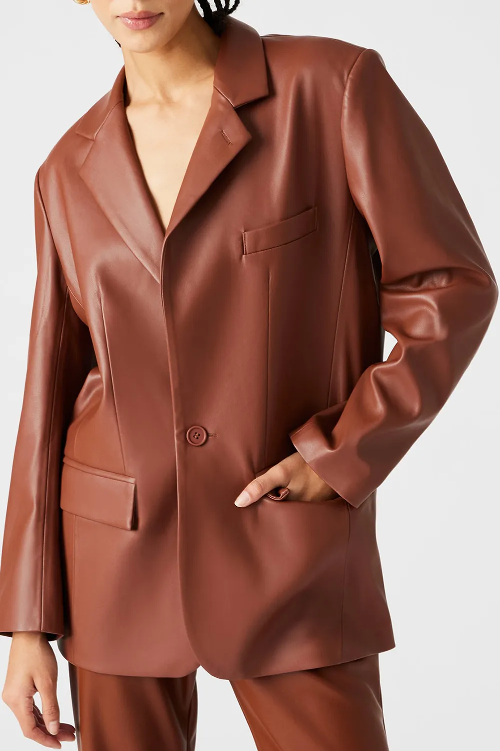 LONG SLEEVE BLAZER COGNAC