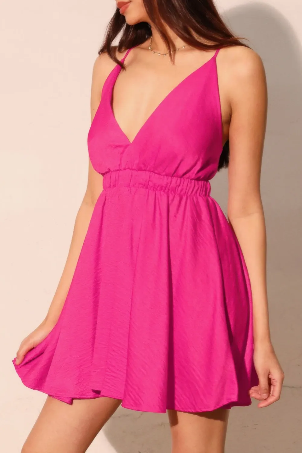 Washed Satin Crepe Cami Skater Dress