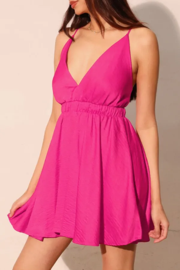 Washed Satin Crepe Cami Skater Dress